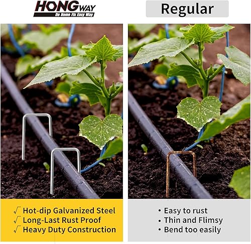 Miniatura 3 de HongWay Paquete de 180 grapas de paisaje grapas de jardín galvanizadas de 6 pulgadas calibre 11 estacas de tela de paisajismo estacas de patio