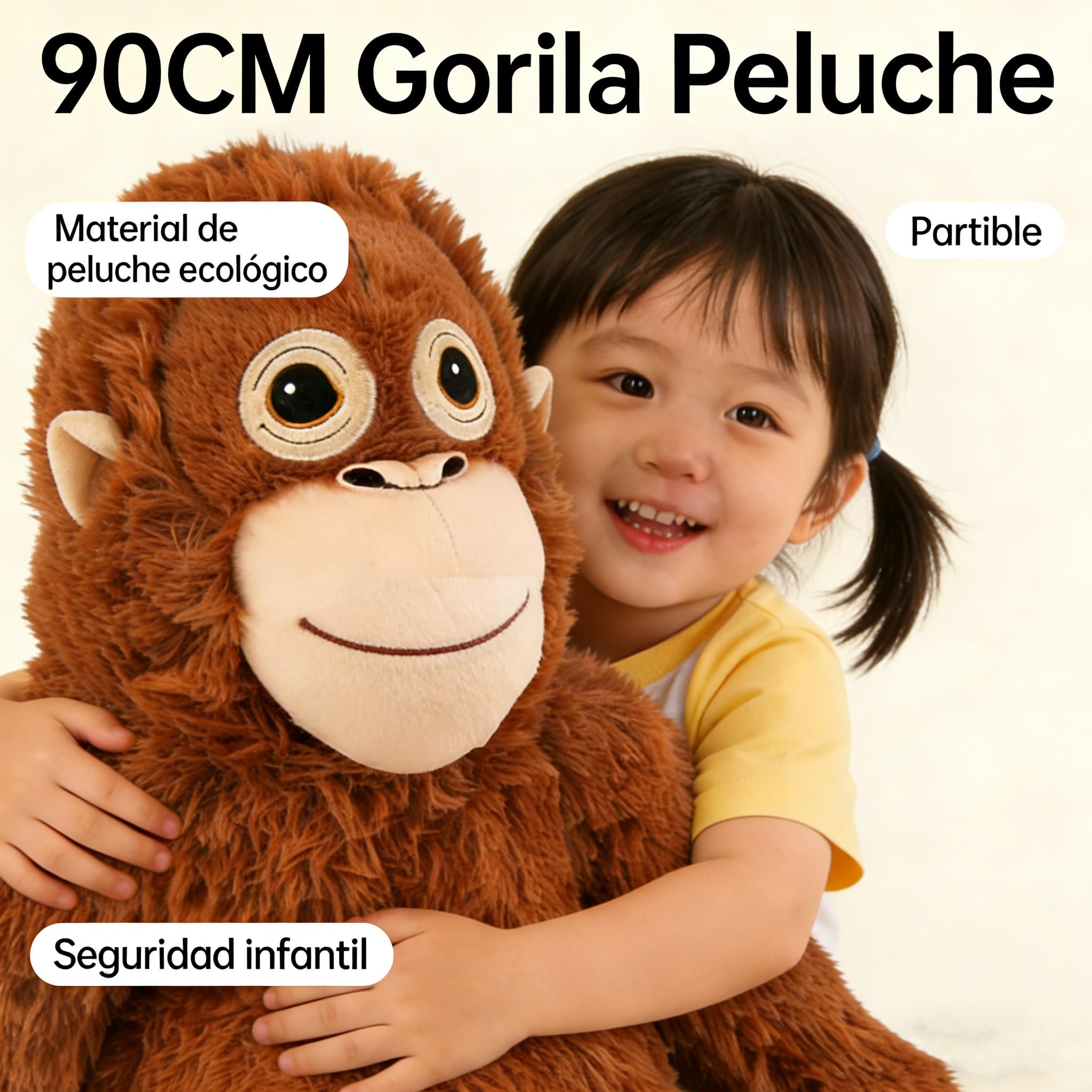 Genérico Mono Peluche Naranja 90 Cm,Mono De Peluche con Correas De En Manos Y Pies. para DecoracióN Infantil, HabitacióN De NiñA, Cama, CojíN Y Accesorio FotográFico del Hogar (90CM) — view 3