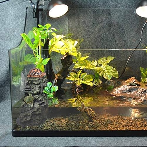 Miniatura 2 de PINVNBY Basking Platform for Turtles Tortoise Dock Resin Resting Rock Reptile Habitat Climbing Ornament Floating Ledge Aquarium Decoration with 2