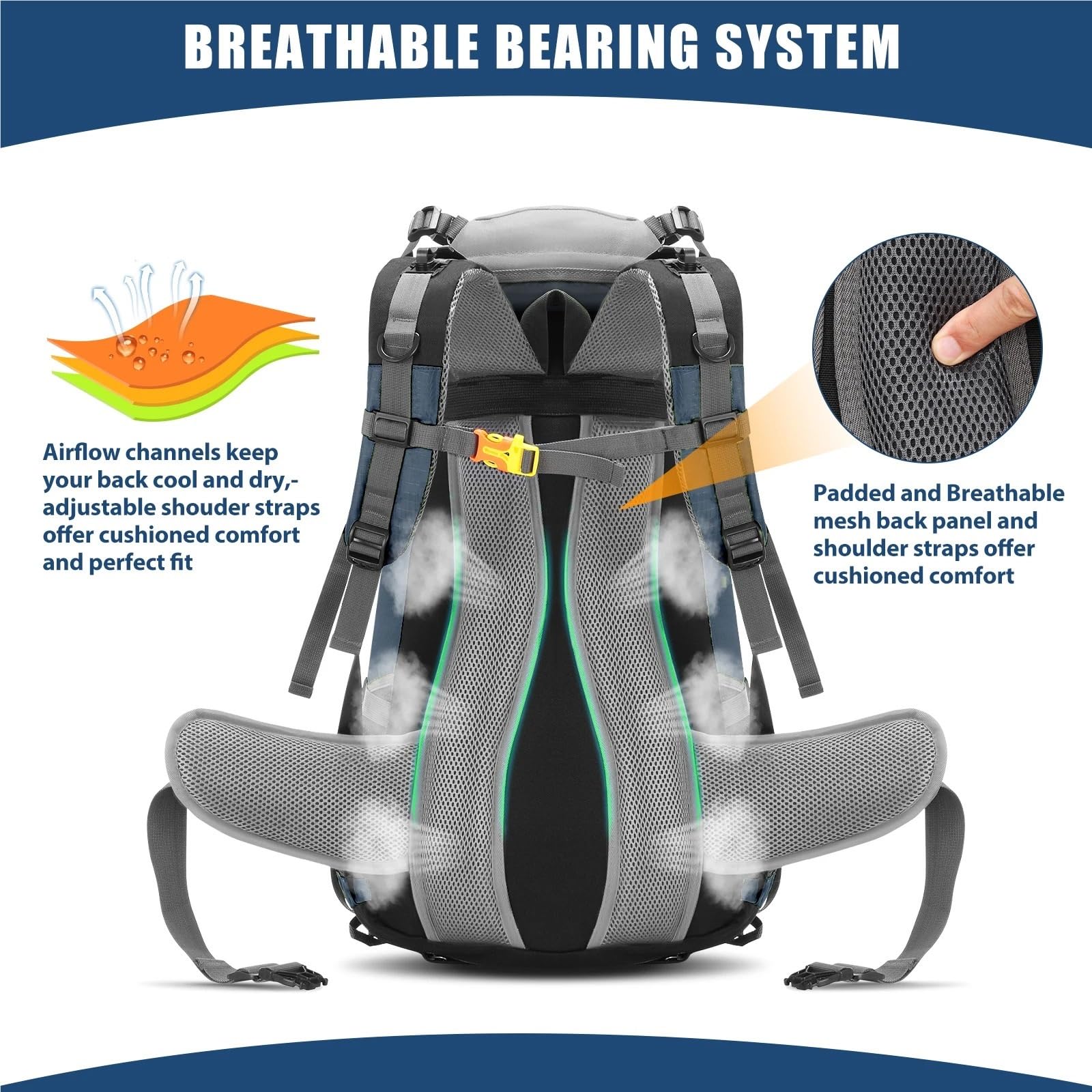 Outdoor-Rucksack 50L Wasserdichter Outdoor-Sport-Wander-Camping-Reise-Rucksack-Pack Bergsteigen-Klettern-Trekking-Tasche Knapsack mit Regenschutz
