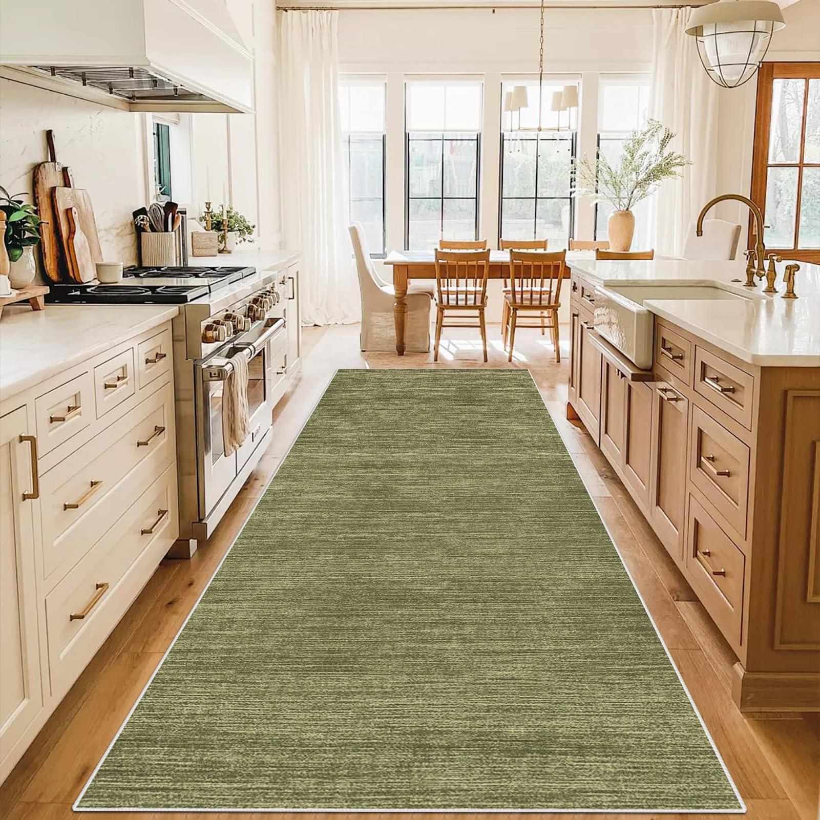 WAWFONG Long Hallway Runner Rug Non Slip Washable Kitchen Rug Hall Runner Green 50 x 120 cm Heavy Duty Carpet Runner Narrow Corridor Rugs Floor Mat for Entryway Laundry Room Hallways Kitchen
