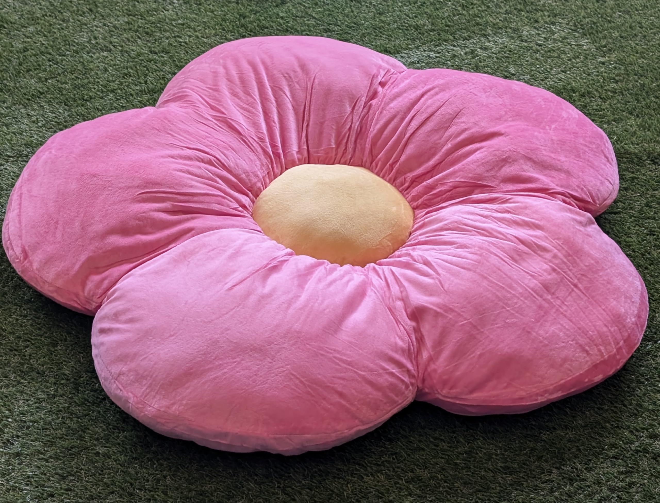 Hercules Gazebo Pink Daisy Cushion 35 inch / 89cm diameter, soft cosy plush pillow cushion