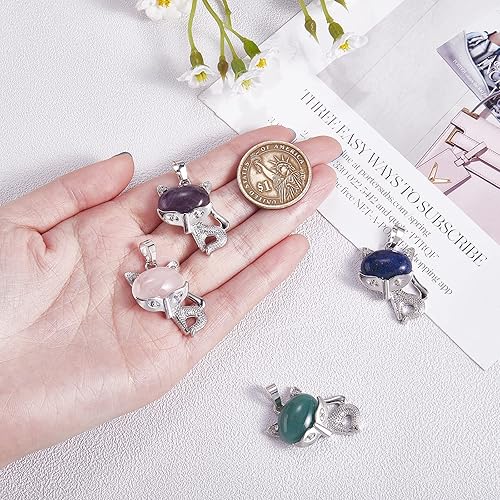 Miniatura 10 de 6 dijes de piedra natural de manzana de cristal con dije de cuarzo natural, línea de oro sintético, jaspe imperial para fabricación de joyas y