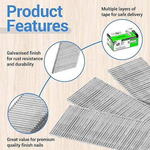 Vista 20 de meite Clavos de acabado en ángulo de calibre 16 de 2-1/2 pulgadas, clavos de acabado galvanizado de 20 grados para pistolas eléctricas o neumáticas