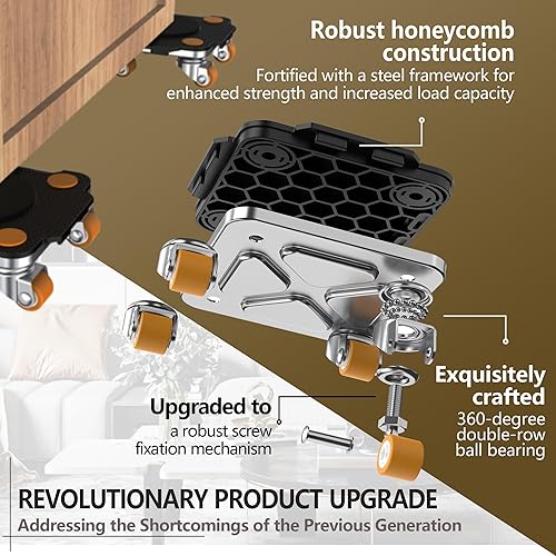 Miniatura 4 de ONEON Furniture Mover Pro Set  Dolly mejorado y elevador con ruedas de TPE personalizadas para levantar y mover fácilmente muebles  Herramienta