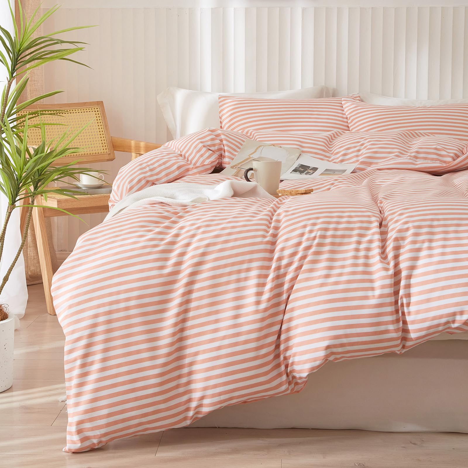 LifeTB Striped Comforter Set Twin XL Modern Style Pink - kids bedding | Mubboo