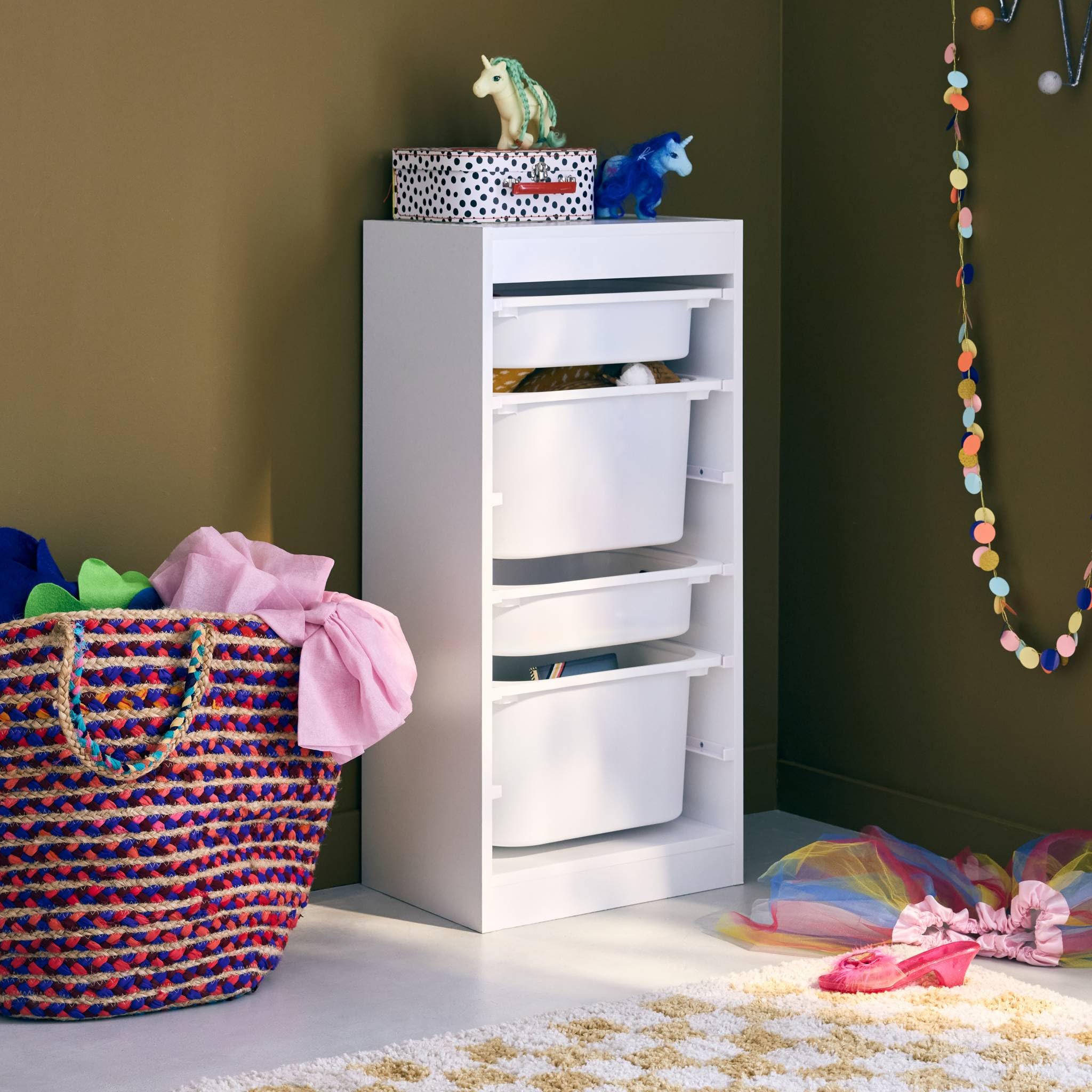 sweeek - Meuble de Rangement Blanc Enfant 4 bacs de Rangement