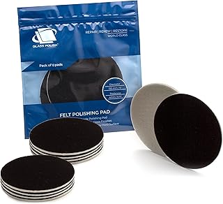 Glass Polish 5 inch (130mm) Pack of 10 Felt Polishing Pads for Polishing Glass, Plastic, Metal and Marble - GP11008