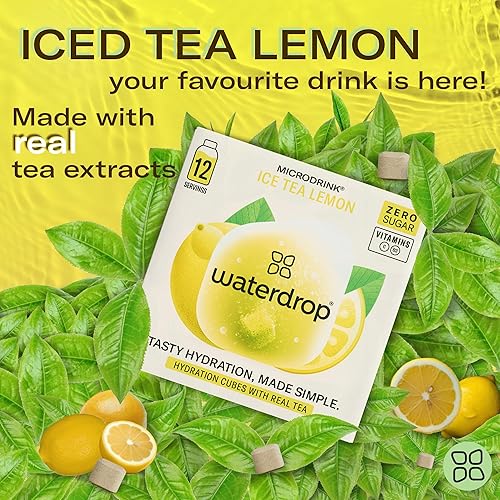 Miniatura 8 de Waterdrop - Cubos de hidratación con vitamina C, vitaminas B y electrolitos, paquete variado de electrolitos de 4 sabores, cubos potenciadores de