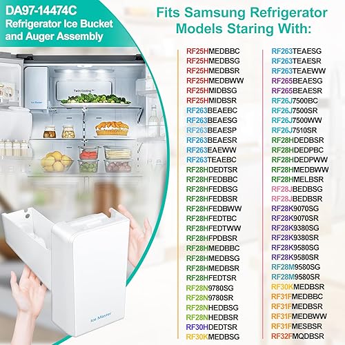 Miniatura 5 de Cubo de hielo mejorado para refrigerador DA97-14474C compatible con Samsung Ice Maker de repuesto para contenedores de hielo DA97-14474A Assy Tray