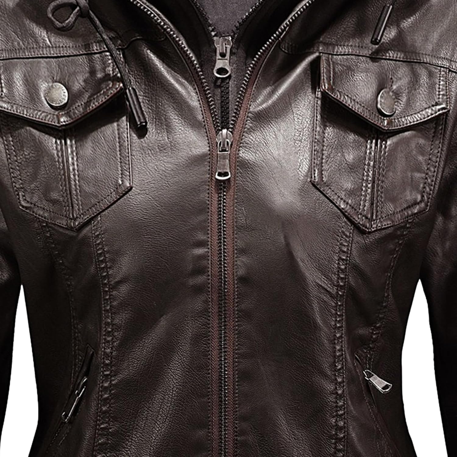 Women's Removable Hooded Faux Leather Coat Line Warm Motorcycle Coat Casual Fashion Fall Winter Outdoor Coats