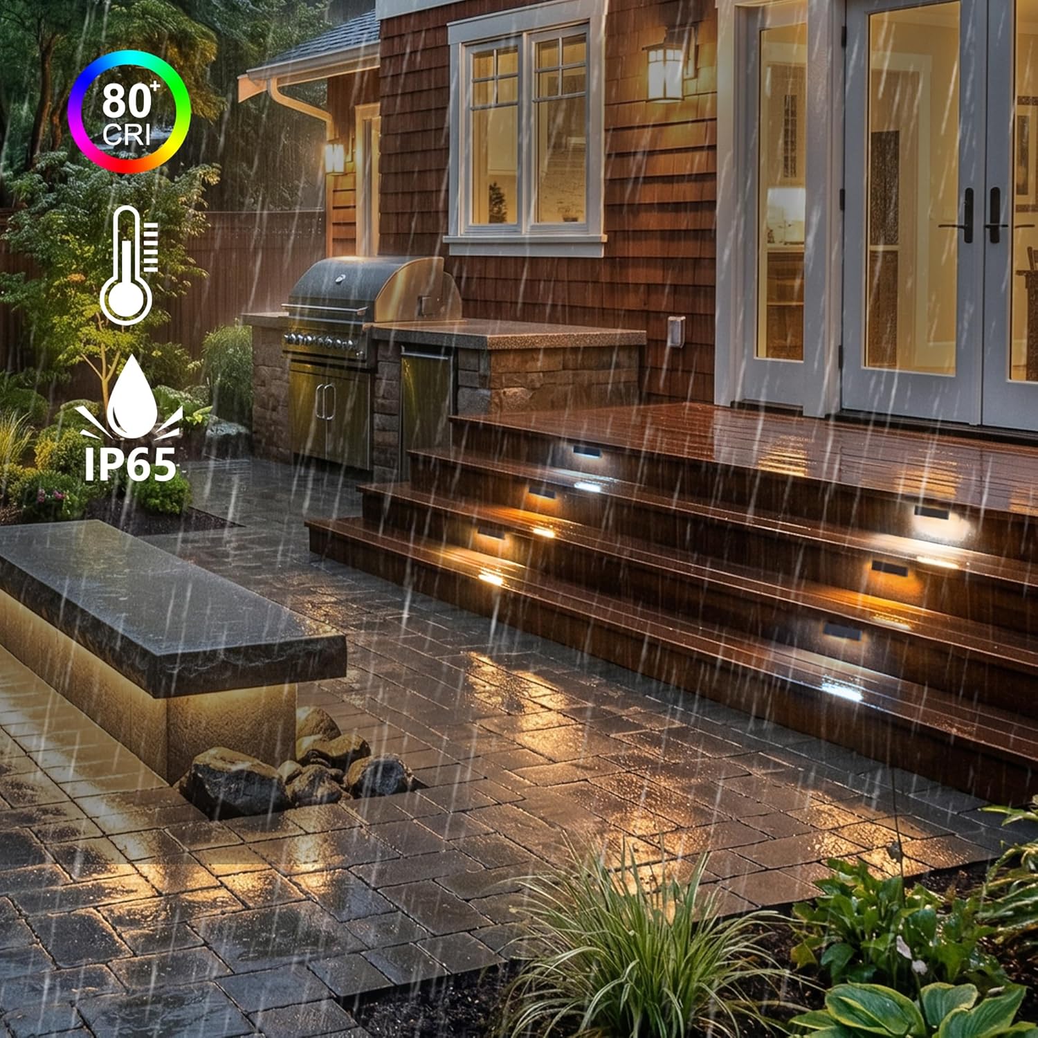 6-Pack 4 Inch LED Hardscape Lighting, 5CCT Retaining Wall Lights, Low Voltage Landscape Lighting, 12-15V AC/DC Paver Light, 2W Outdoor Step Lights, ETL