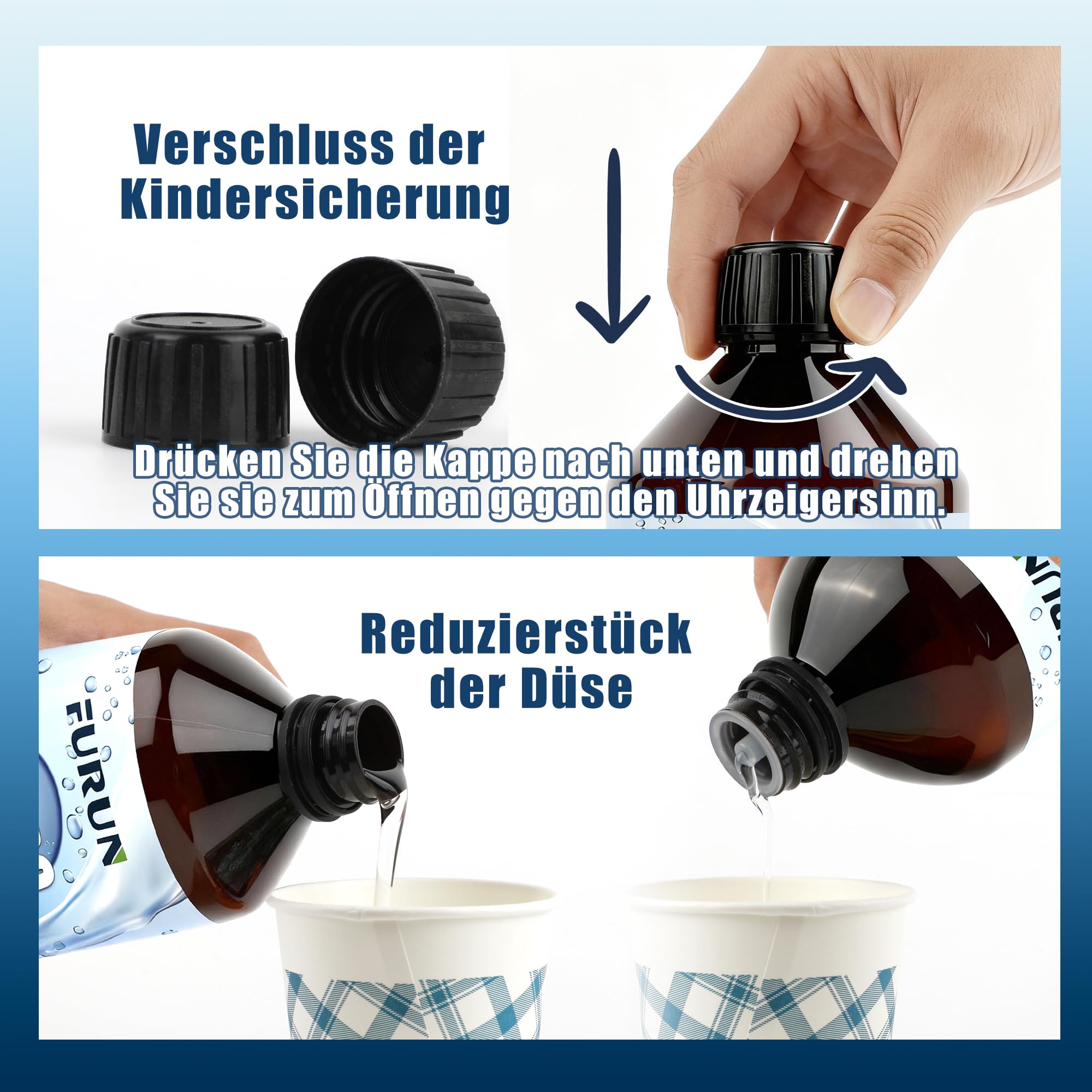 FURUN 70% VG Glycerin 30% PG Propylenglykol E422 E1520 Pharma-Qualität, Reinheit >99,9%, Vegan, Kindersichere PET-Apothekerflasche