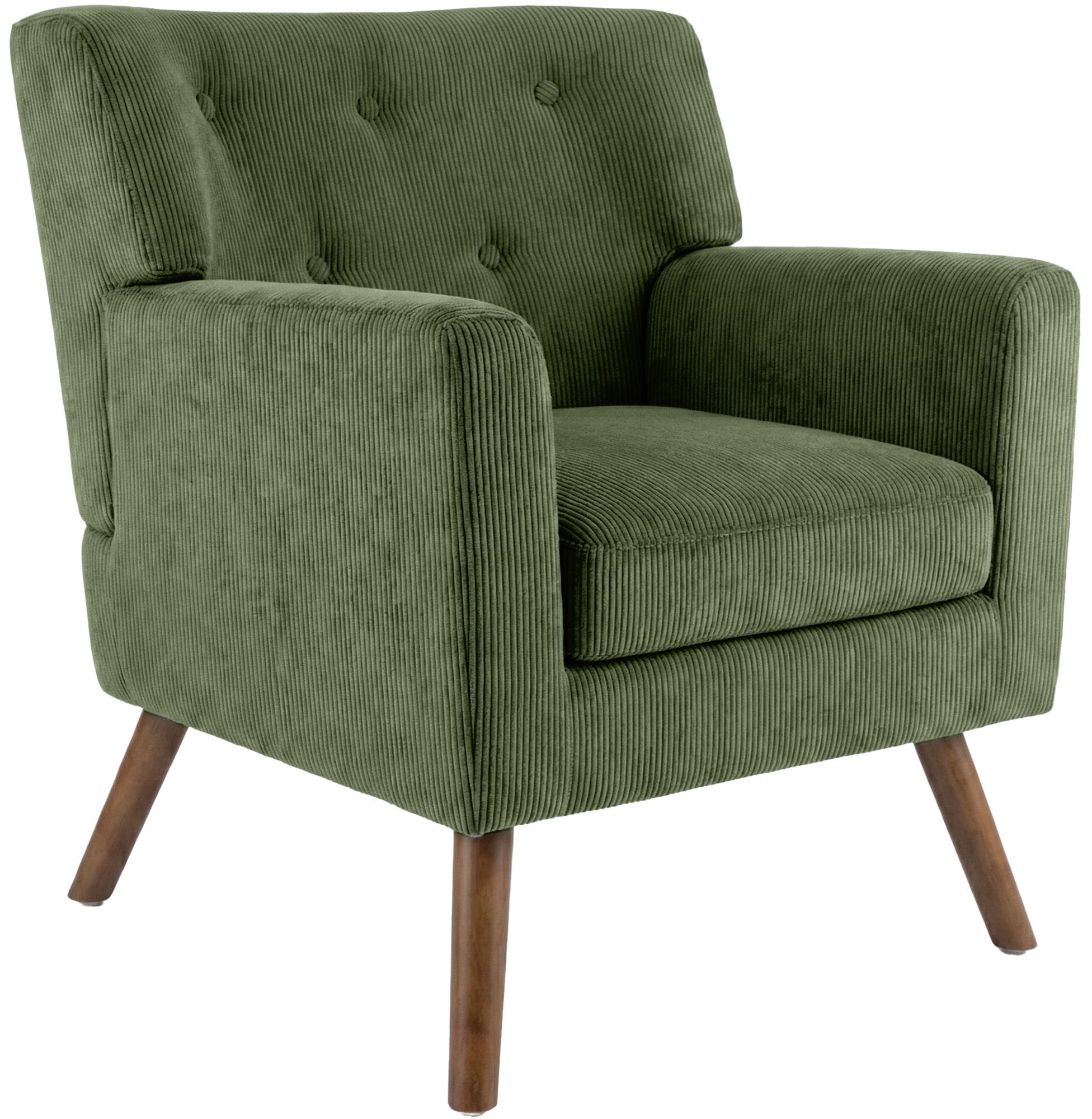 CLP Sessel gepolstert mit Cordbezug Kioni, Polstersessel mit Armlehnen, Ohrensessel bis 150 kg, Relaxsessel und Fernsehsessel für Wohnzimmer, Farbe:grün