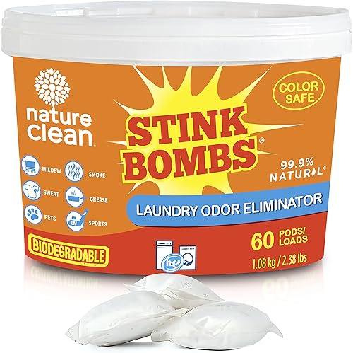 NATURE CLEAN Stink Bombs Detergente eliminador de olores de lavandería no tóxico, eliminador de olores de mascotas para el hogar, desodorante de