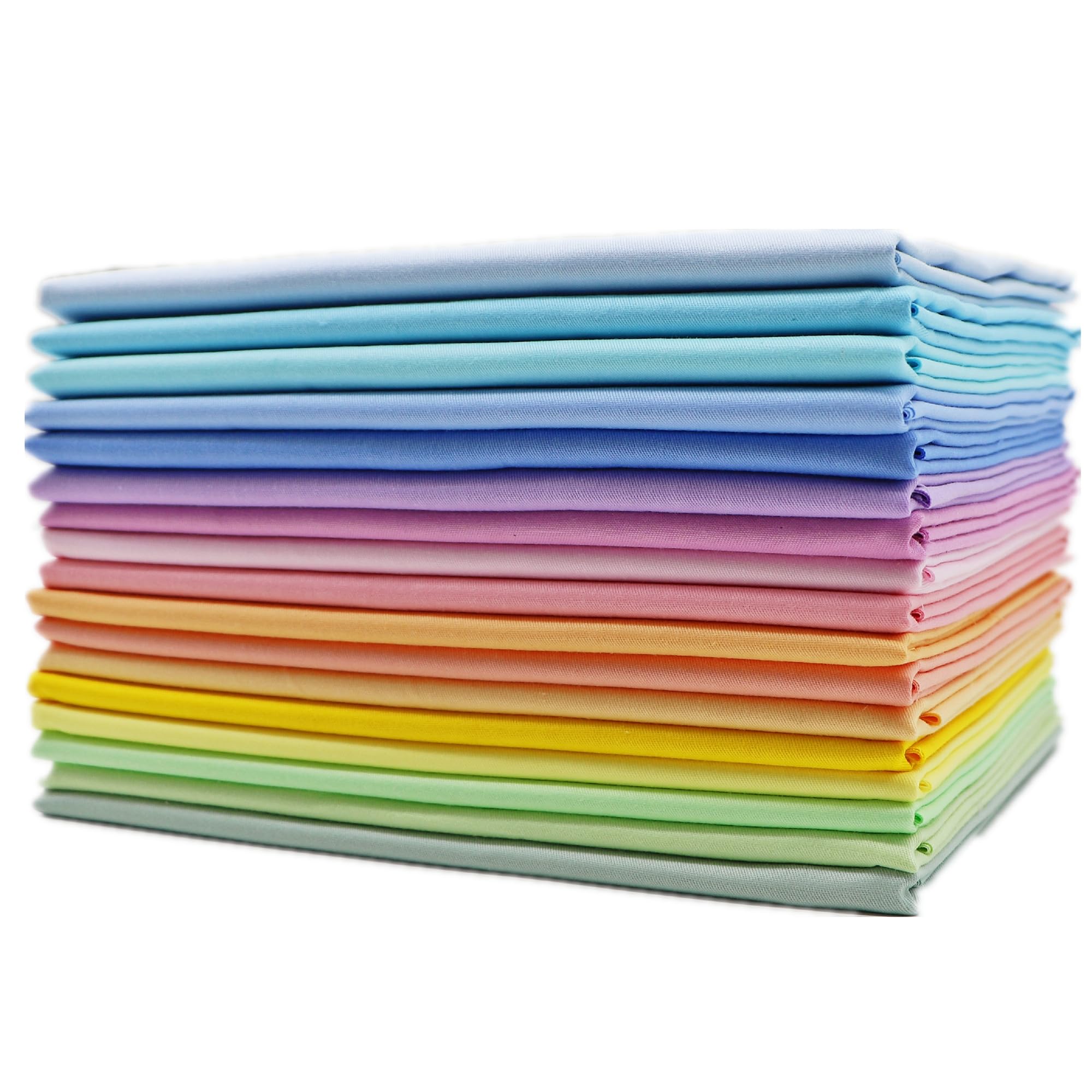 iNee Precut Solid Color Quilting Fabric Bundle Fat Quarters (Soft Rainbow)