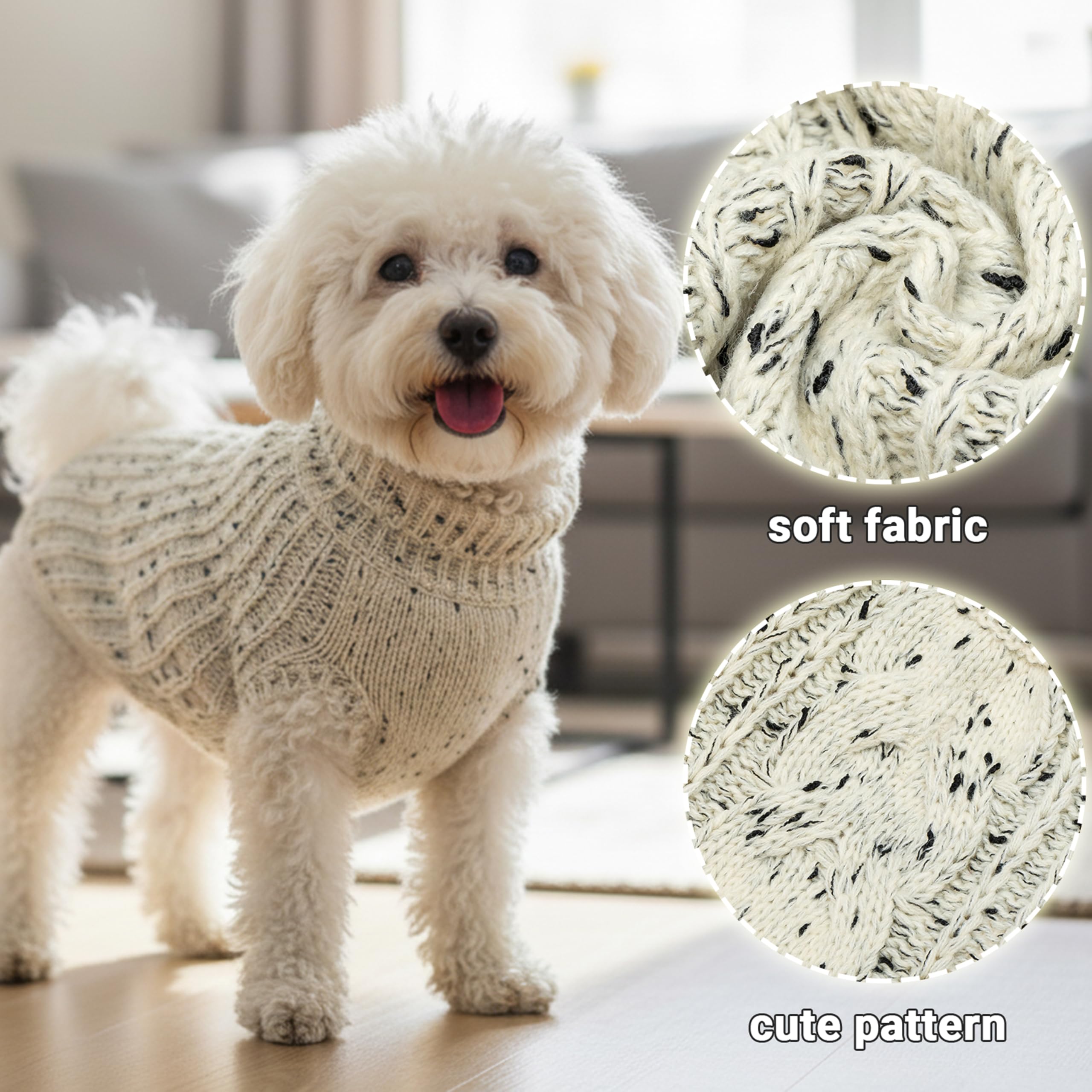 CUSOZWO Hundepullover für kleine, mittelgroße und große Hunde, Rollkragen-Fleece, warme Winter-Strickware, Outfit für kaltes Wetter, drinnen und draußen