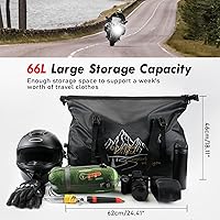 Vista 2 de NICECNC Bolsa de lona seca impermeable 66L, 500D PVC Tail Bag, Tronco, Equipaje universal de viaje de motocicleta, Negro