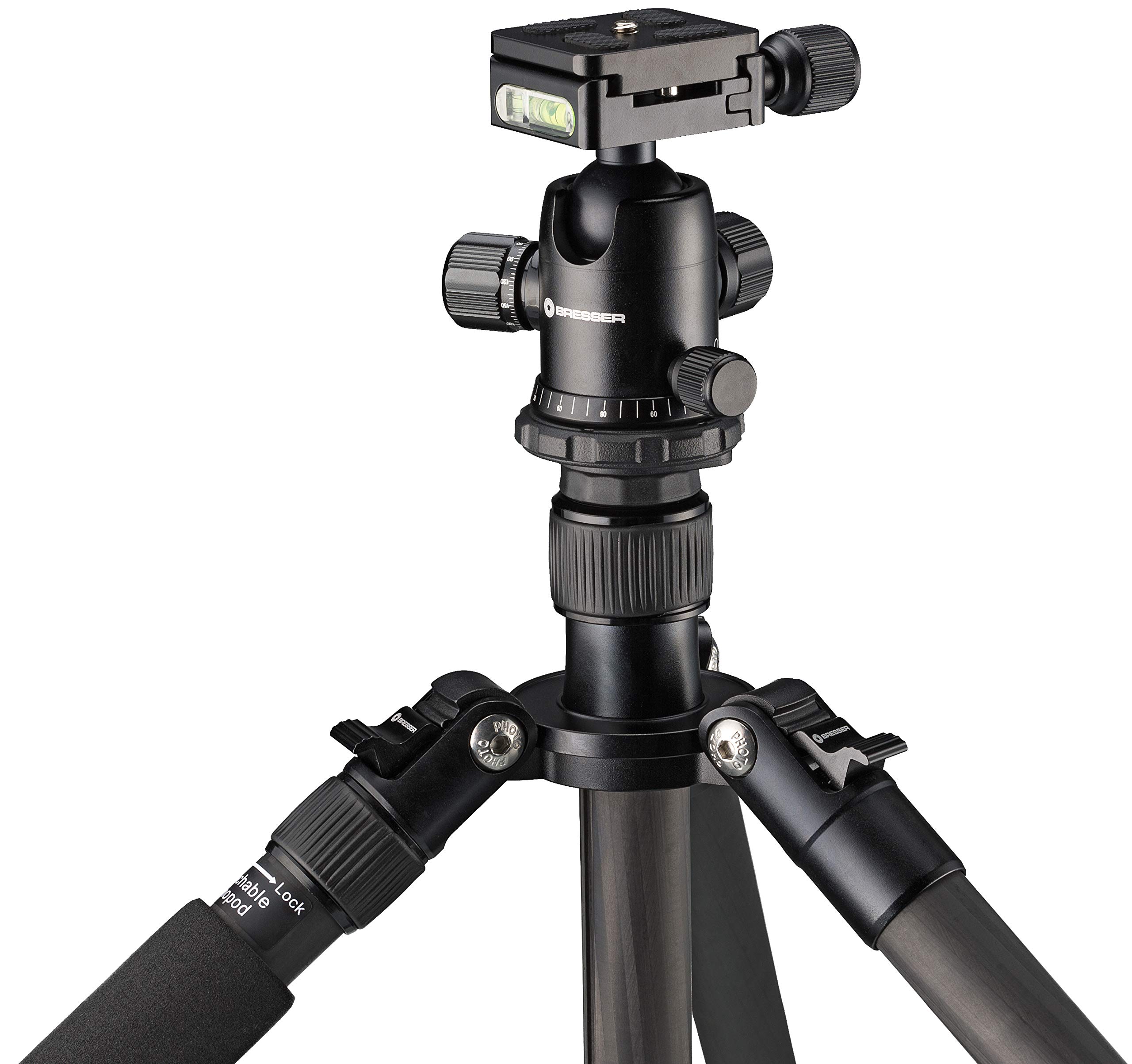 Trípode de Carbono para Cámara BRESSER BR-2504X8C-B1 hasta 10 kg, utilizable como Trípode de Suelo, Monópodo y Trípode de Tres Patas