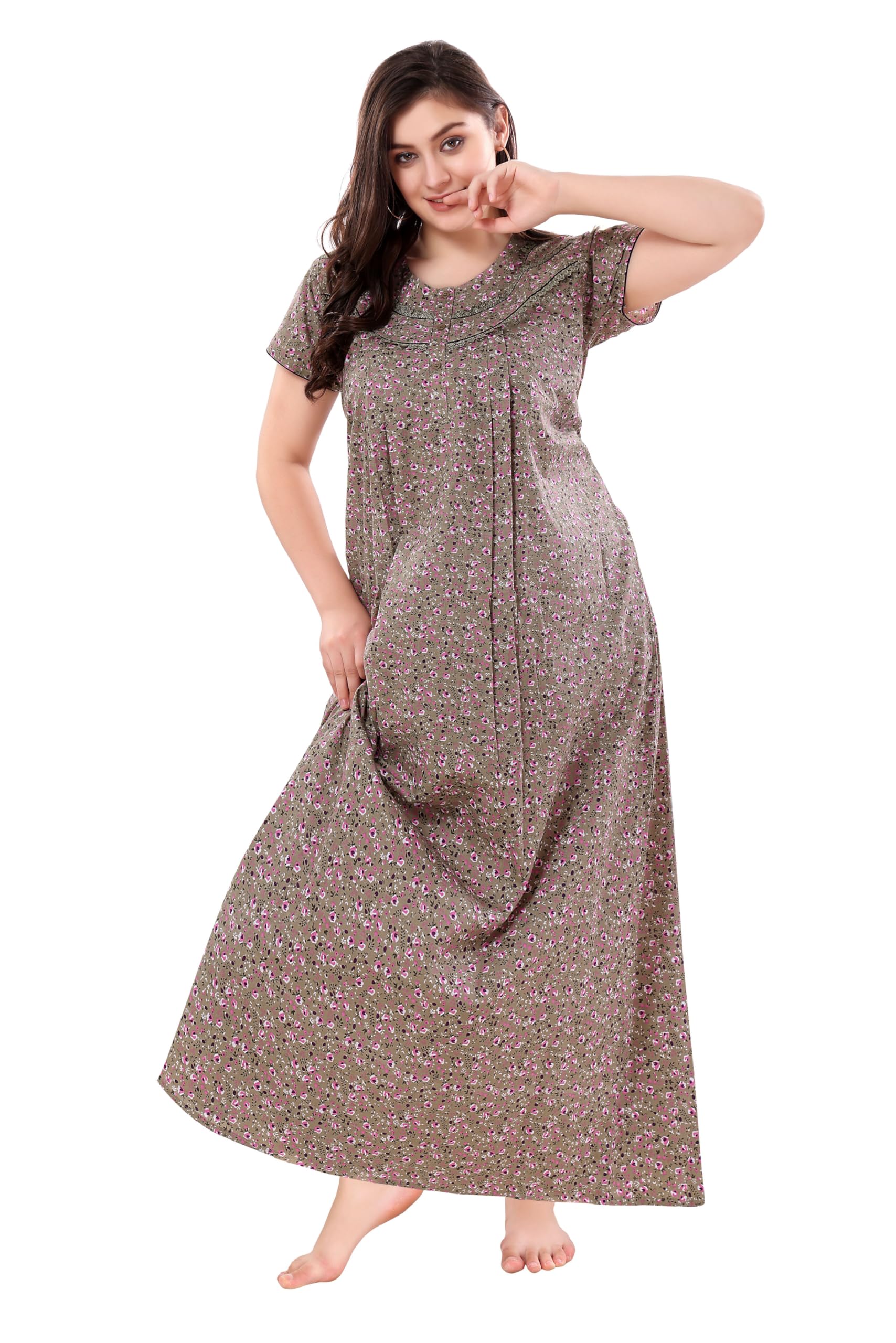 Soulemo Women Cotton Floor Length Nighty 1633