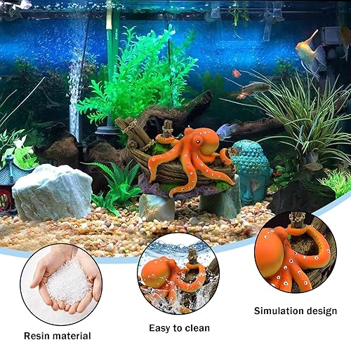 Octopus Decor, Small Octopus Fish Tank Decorations, Aquarium Decorations Ideal Gift for Love Fish Farming(2)