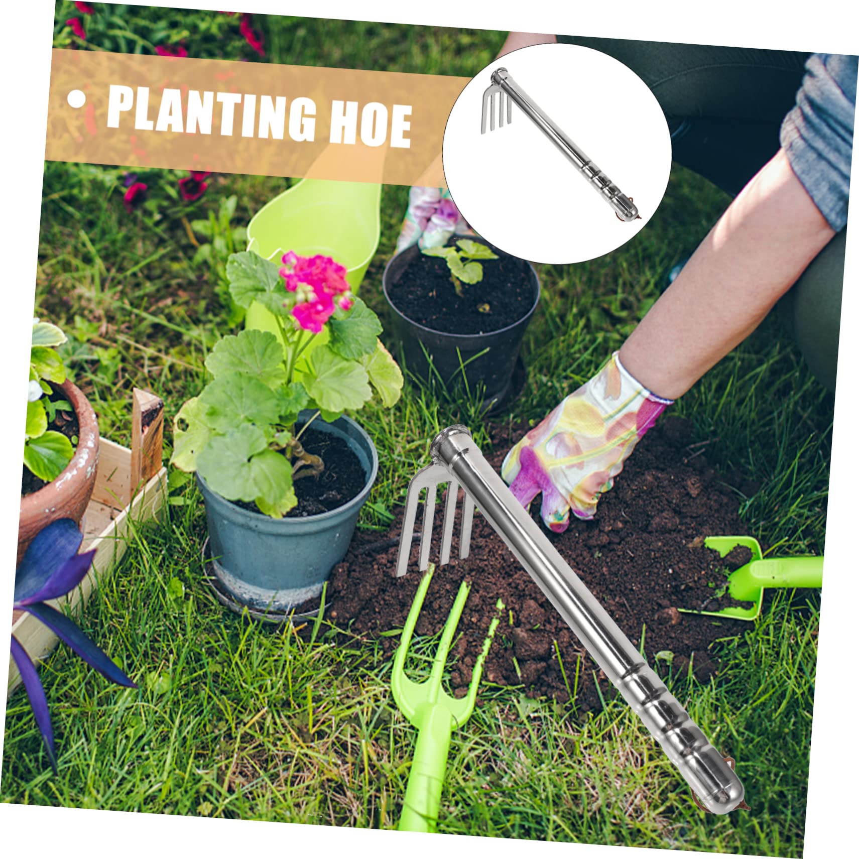 VICASKY Binette de jardin compacte Outil à main pour désherber et desserrer Serfouette multifonction pour légumes Outil de jardinage