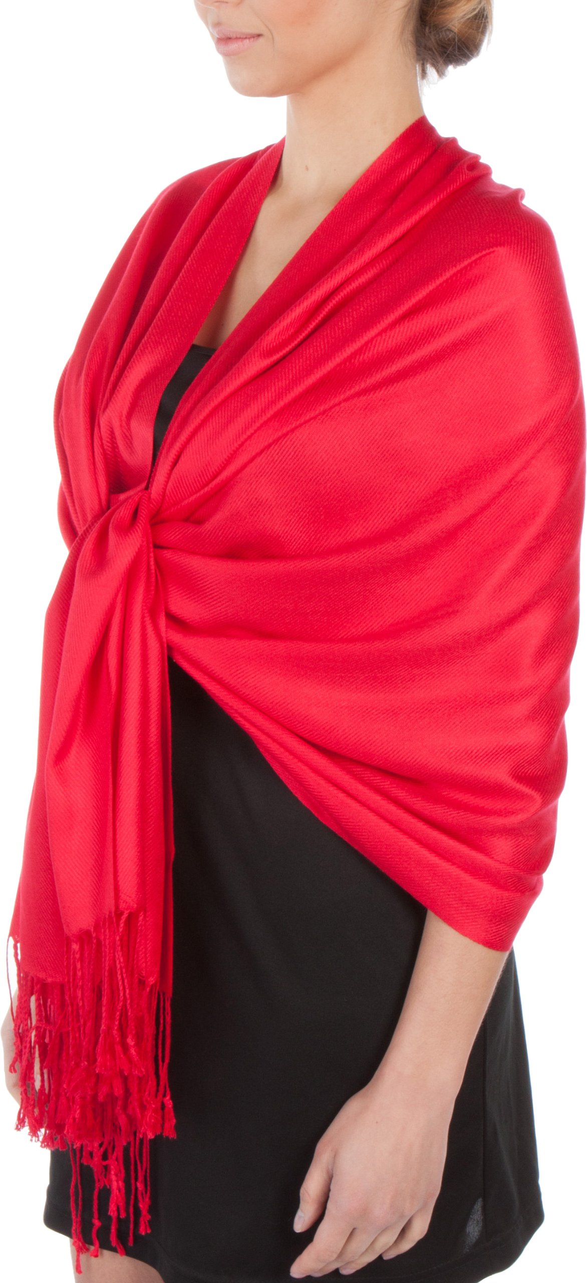 Large Soft Silky Pashmina Shawl Wrap Scarf in Solid Colors
