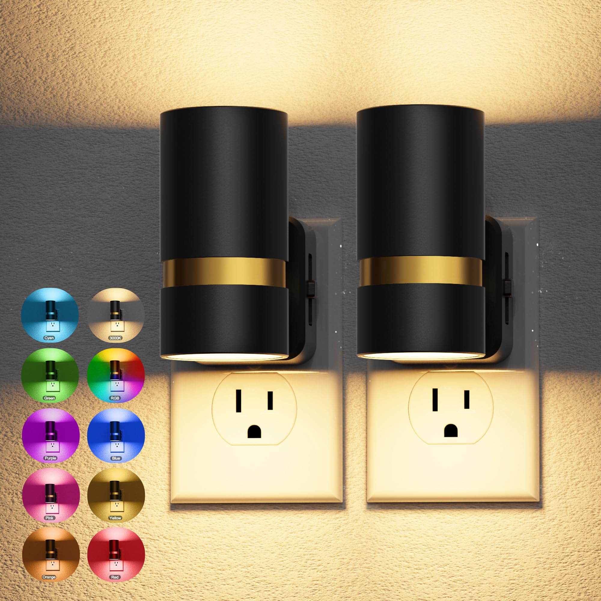 JandCase Black-Gold Night Light