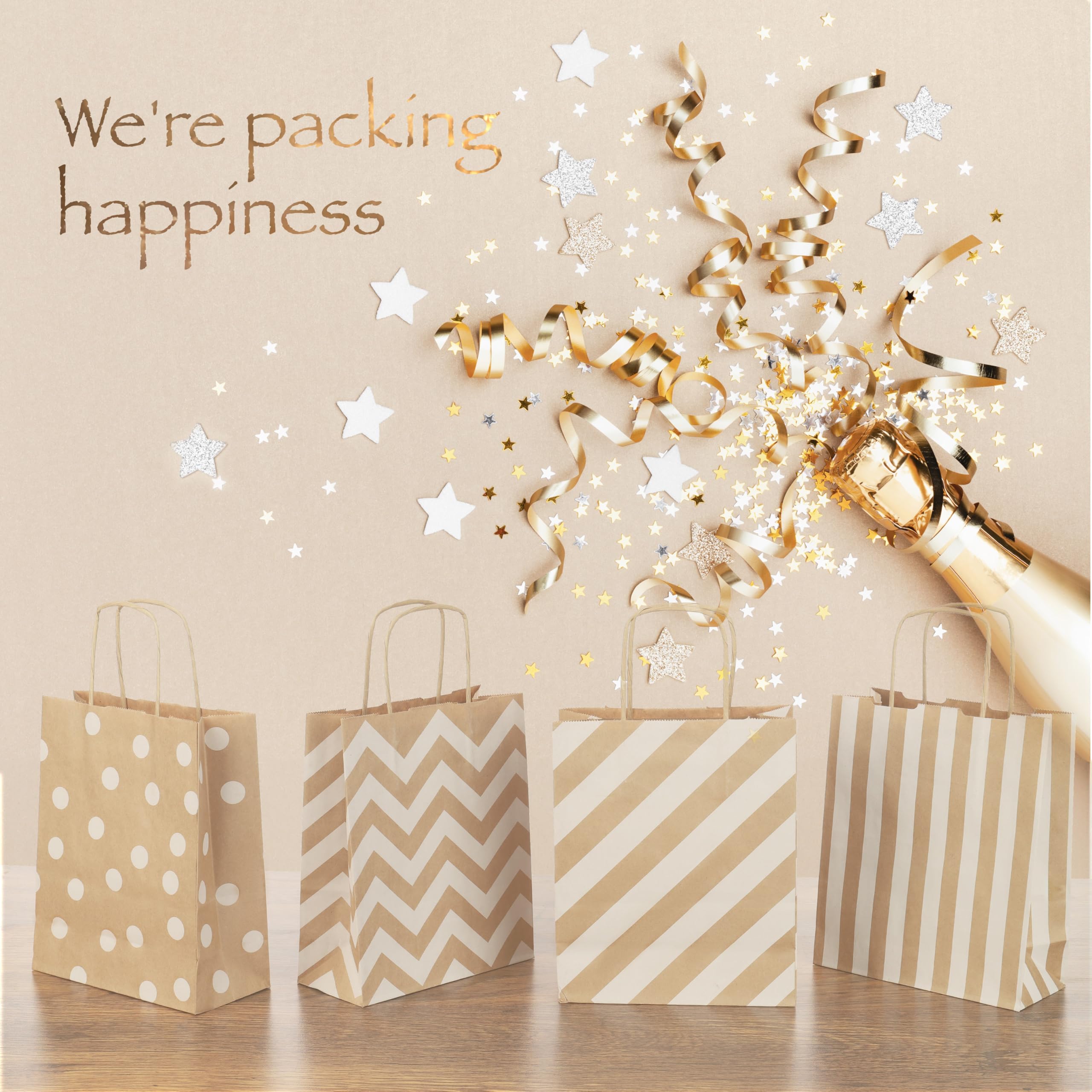 Buste Carta Shopper Carta Kraft Lusso Manico Cotone, Con Finestra