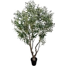 AfanD 7FT Artificial Olive Tree Realistic Faux Olive Tree with Natural Trunk and Lifelike Olives, Tall Fake Olive Tree for Living Room, Office, Entryway & Modern Interior Decor