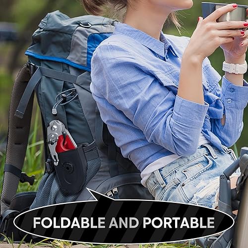 Miniatura 7 de Tijeras de trauma de emergencia con cortador de correa y rompevidrios Alicates plegables de acero inoxidable, tijeras de rescate para acampar al