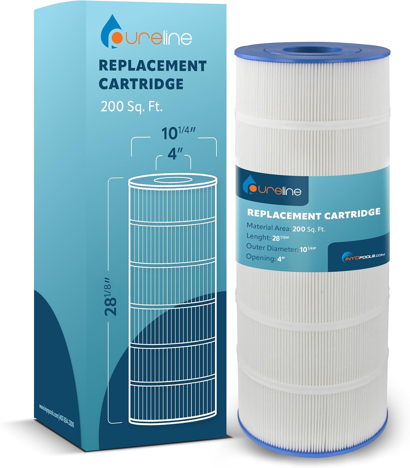 Pureline PL0167 filter cartridge and packaging highlighting its specifications.