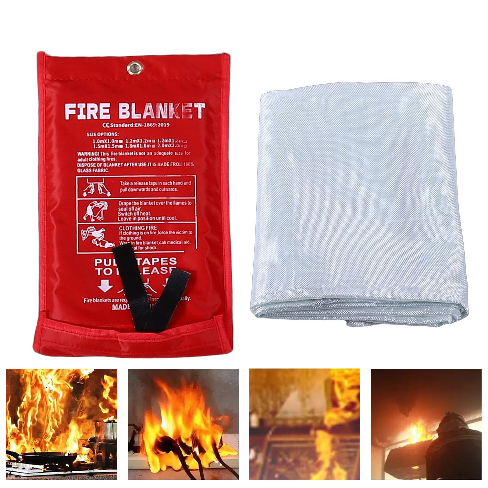 Dpofirs Couverture Anti-feu, Couverture Ignifuge 1,6m X 1,6m pour Cuisine,