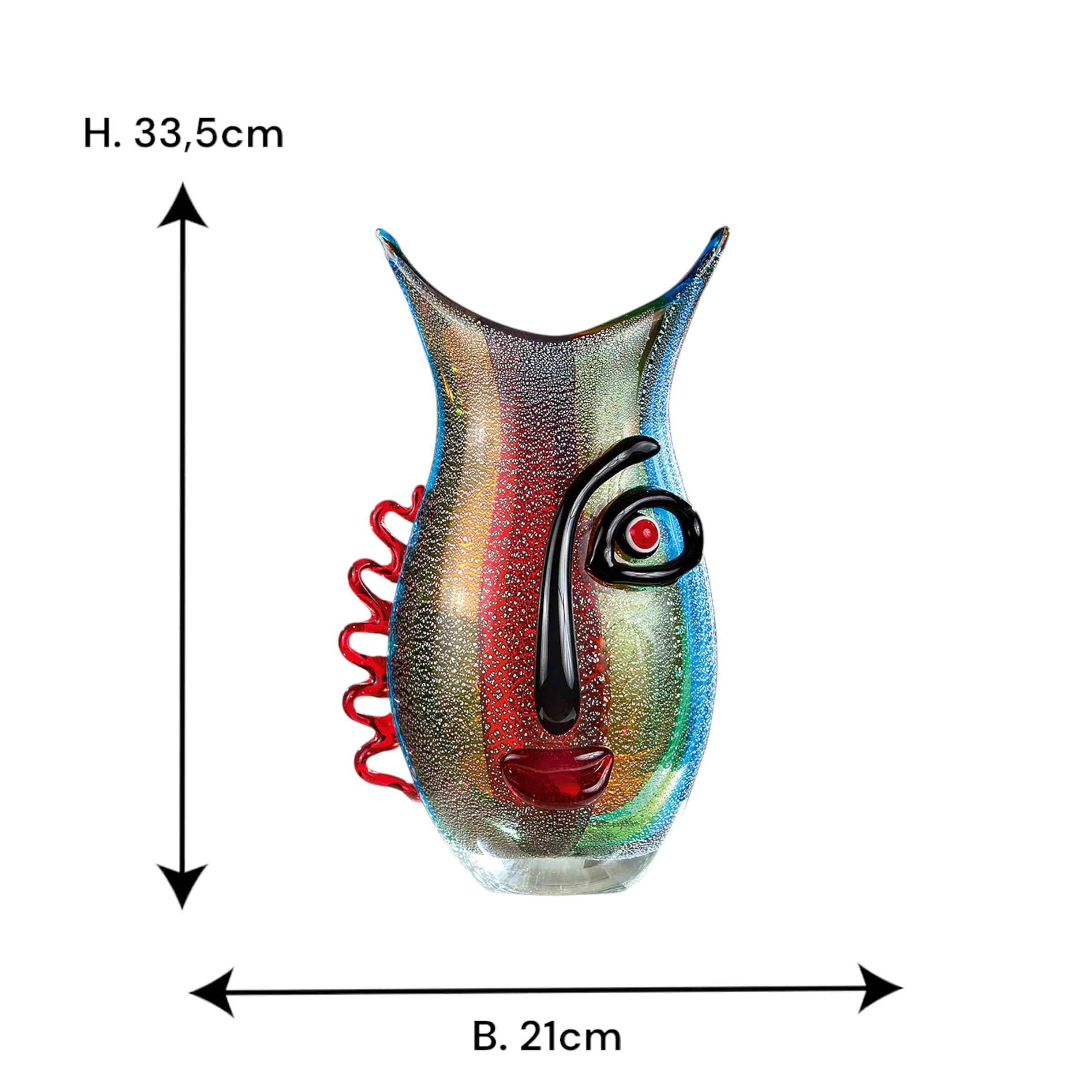 GILDE GLAS Art Design-Vase – Handgeblasene Glas-Skulptur In Magenta, Weiß & Gold, 35 Cm Hoch