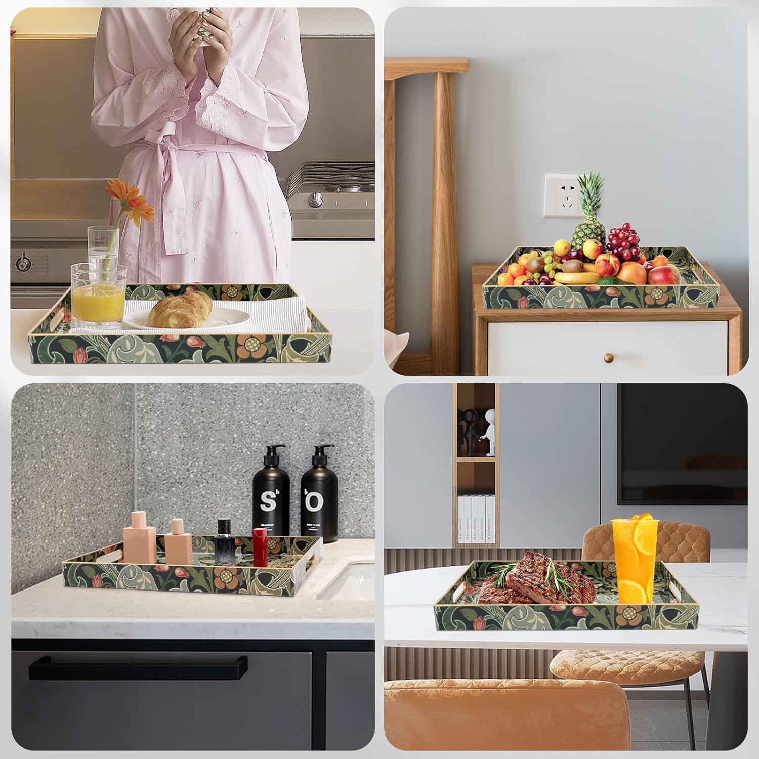 Coffee Table Trays, Serving Tray with Handles, Large Tray for Ottoman Coffee Table, Tray for Living Room Modern - Image 7