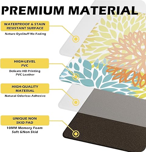 Miniatura 3 de Juego de 2 tapetes de cocina acolchados antifatiga, impermeables, antideslizantes, tapete de espuma viscoelástica, tapete cómodo para fregadero