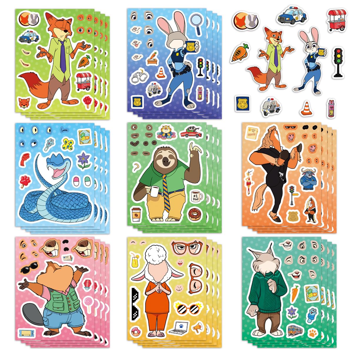 Amazon.com: 24Sheets Cool Zootopia 2 Make-a-face Stickers Pack