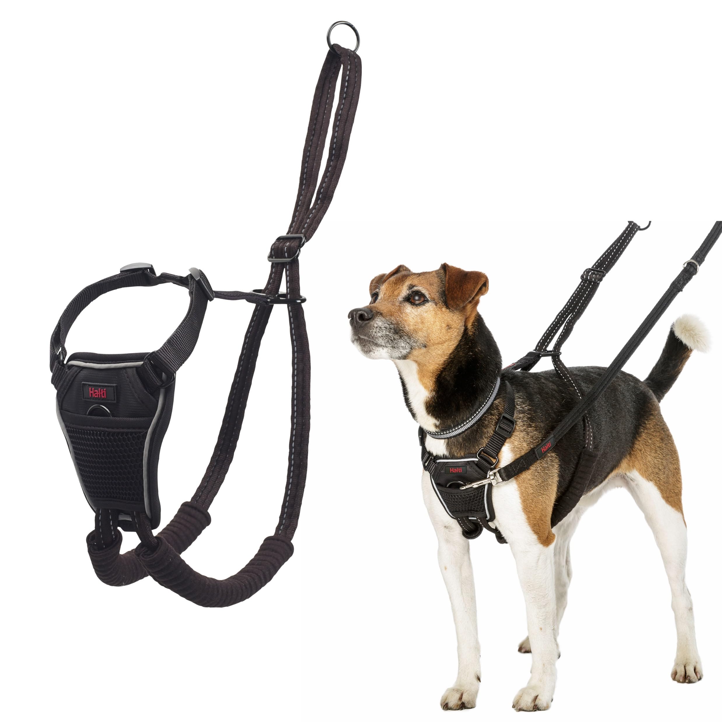 HALTI No Pull Harness - To Stop Your Dog Pulling on the Leash. Adjustable, Lightweight and Easy to Use. Reflective Dog Training Harness for Small Dogs (Size S, Black)