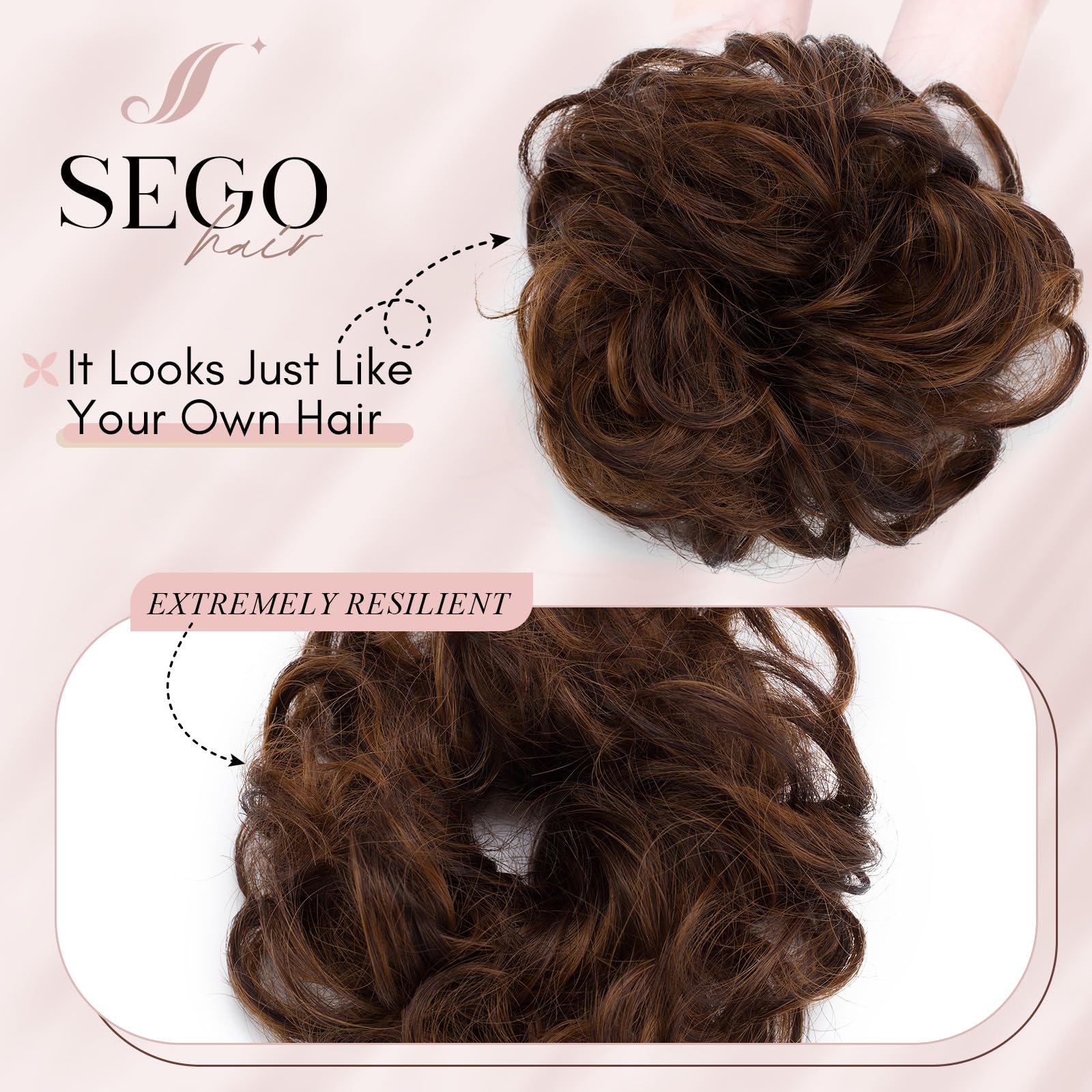 SEGOHAIR Messy Bun Hair Piece Fake Hair Bun Hair Scrunchies Bun - Image 3