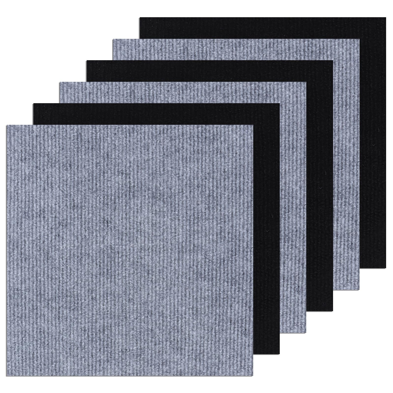30 Pcs Self Adhesive Carpet Tiles, 30x30cm Peel and Stick Black & Grey Floor Tiles, 15+15 Pcs Non-Slip Carpet Squares for Office, Living Room, Bedroom Flooring — image 1