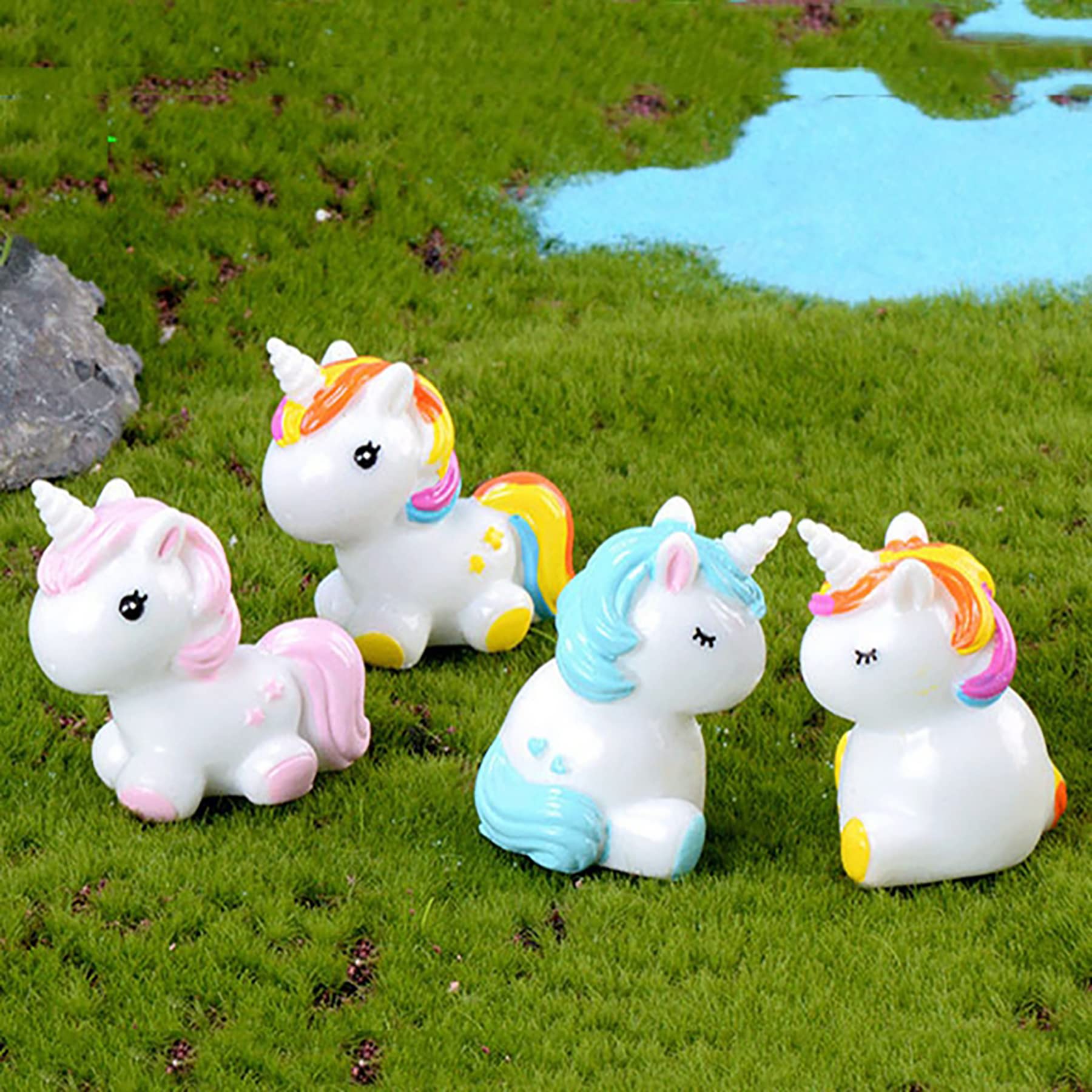 UANDME 8 Piece Unicorn Toy Figurine Set - Cake Toppers And Play Figures For Kids