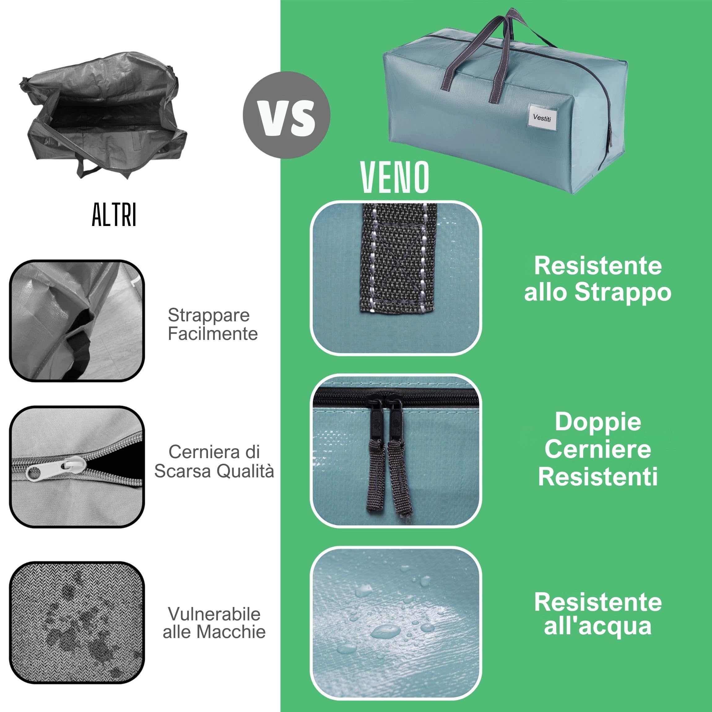 4 Borse Per Trasloco Extra Large Resistenti – 90+ Litri, Con Cinghie E Finestra Etichetta, Riutilizzabili E Impermeabili - 2