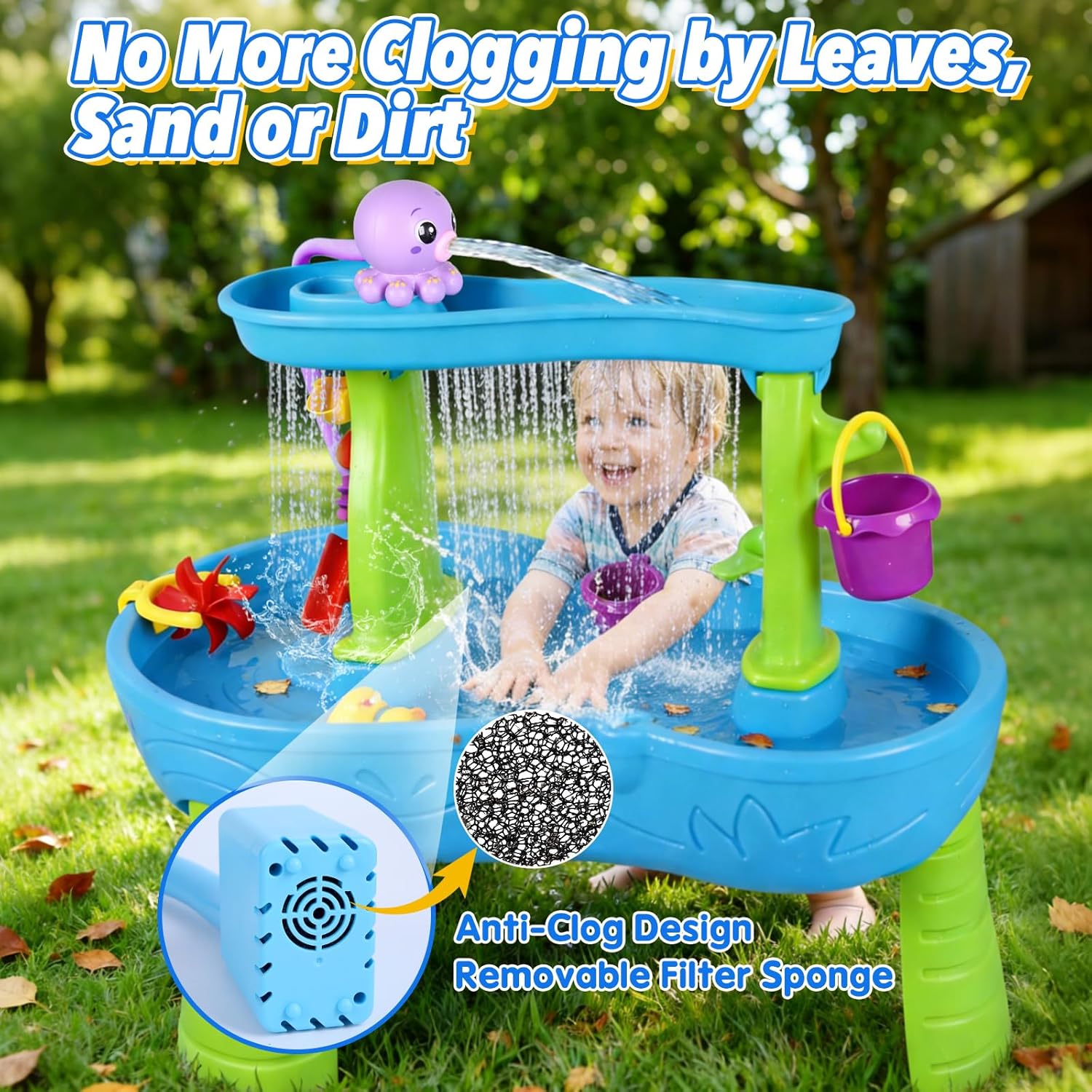 2026 Water Table Pump with Huge Water Output, Upgraded Octopus Water Pump for Water Table, 3H Non-Stop Fun for Step 2, Rechargeable Water Table Accessories for Kids Toddlers Summer Outdoor Water Toys