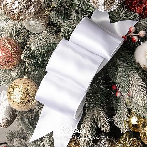 Vista 81 de Ribbli Cinta de satén rosa claro con alambre de 1.5 pulgadas, cinta de Navidad rosa para envolver regalos, coronas, guirnaldas, decoración