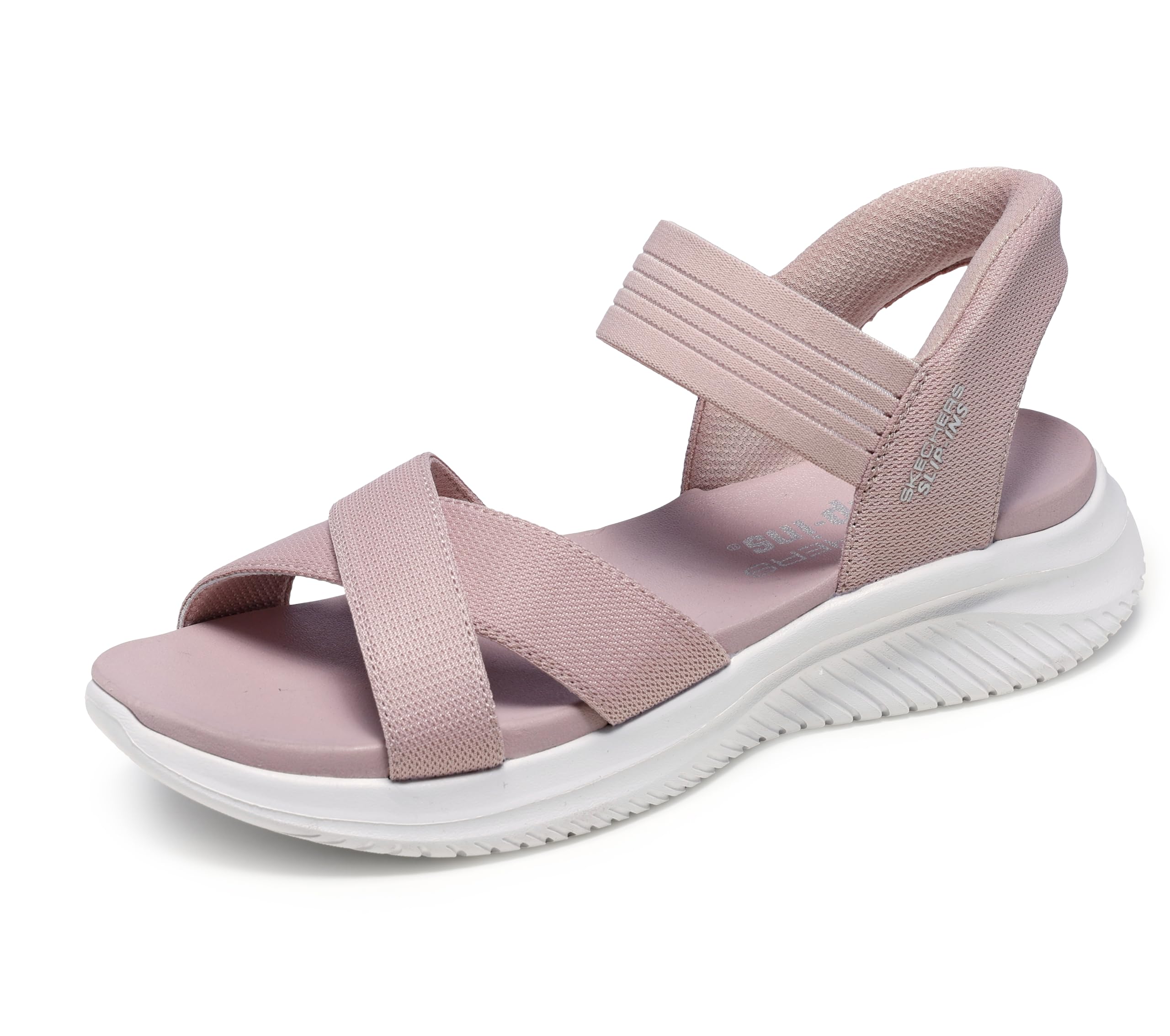 Skechers Ultra Slip Ins BLSH Blush Pink Womens Comfortable Sandals 119975 in a Plain Textile in Size 7