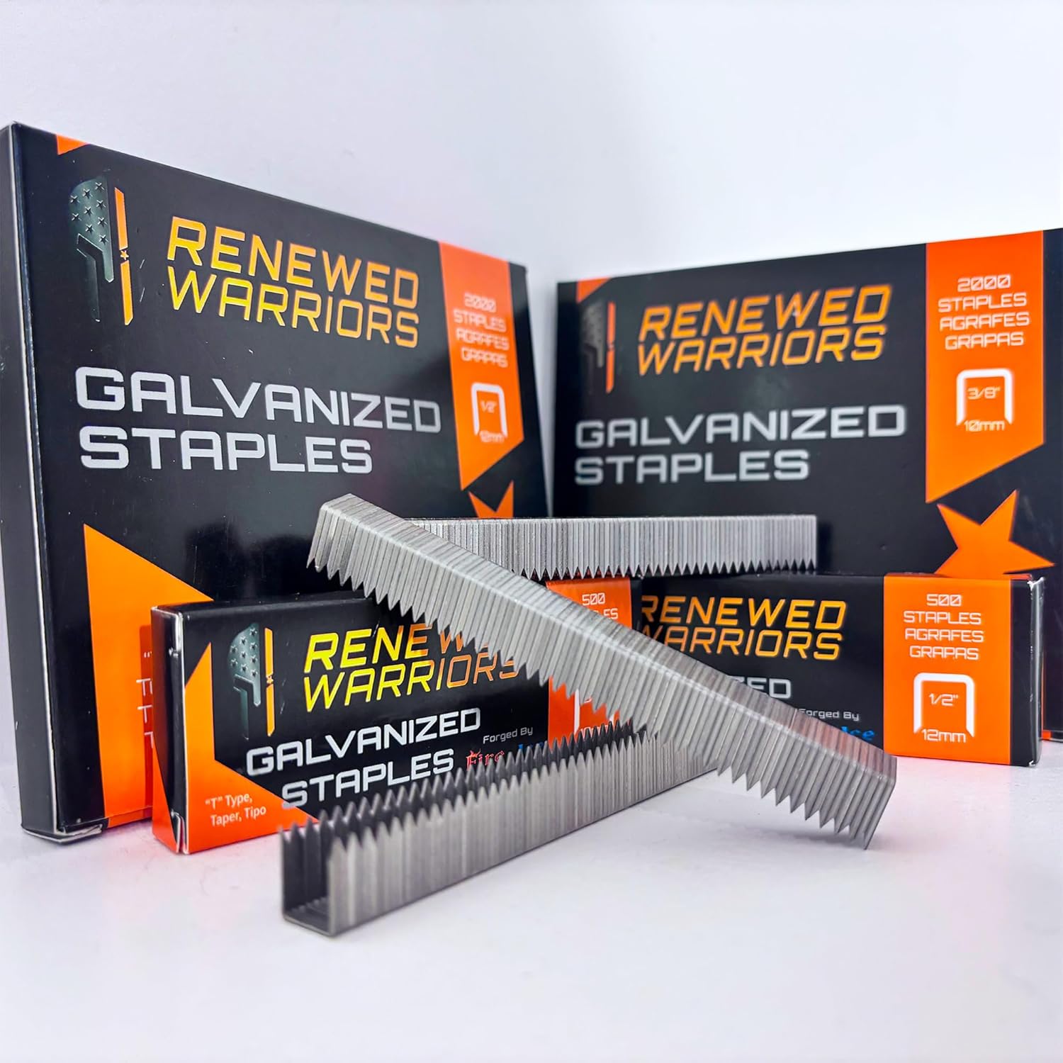 T50 Galvanized Staples – Heavy Duty 3/8" Crown, 1/2" Inch Leg Length – Fits All T50 Staple Guns – Forged in Fire & Ice (12) 2000 Packs or 24000