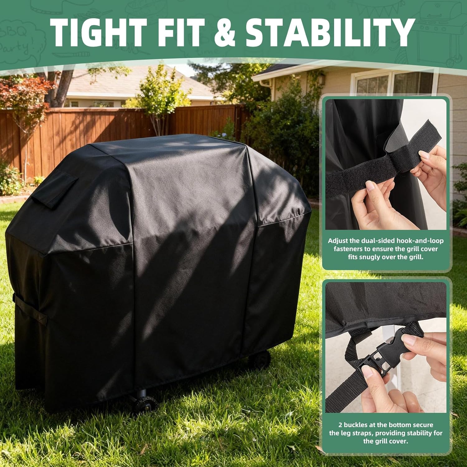 Grill Cover for Outdoor Grill, 58 Inch Heavy Duty 600D Waterproof BBQ Gas Grill Covers for Outside, UV & Fade Resistant, All Weather Protection Compatible for Weber Charbroil Nexgrill Kenmore Grills