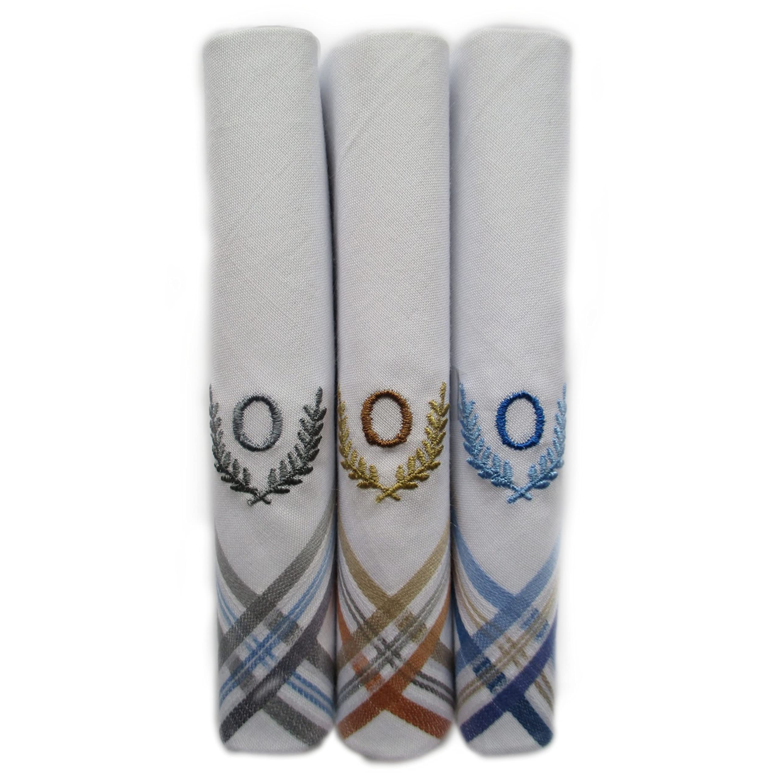 the white square Men's Large Handkerchief in White with Initials (O) Pack of 3-613 W/C-picture-19