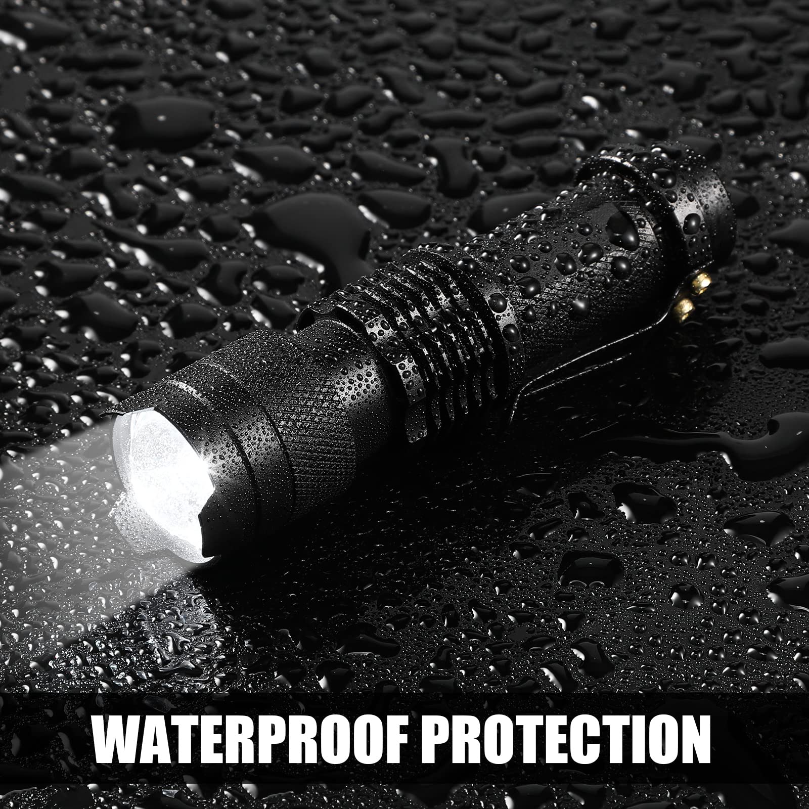 Tujoe Paquete de 30 mini linternas LED de 260 lúmenes, linterna táctica de bolsillo, enfoque ajustable, zoom Sk68, 3 modos, linterna LED pequeña de mano para emergencia, camping, senderismo, viajes