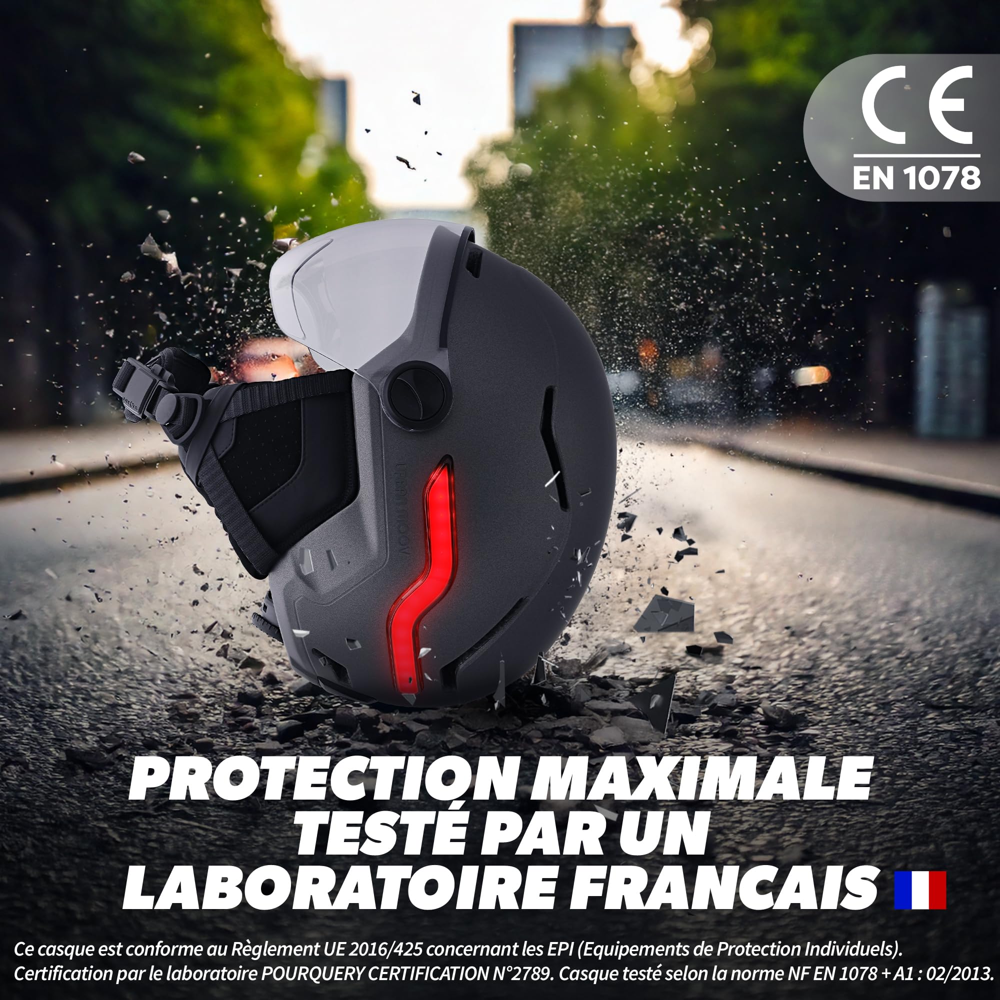 T'nB Vizion Casque Vélo Trottinette Électrique LED Connectées Détection Freinage Automatique Clignotants Télécommandés Visière Anti-UV Batterie Rechargeable